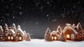 Christmas background with gingerbread houses banner