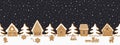 Christmas background. Gingerbread village. Seamless border. Fairytale winter landscape Royalty Free Stock Photo