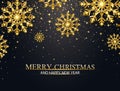 Christmas background with glitter snowflakes and falling particles. Merry Christmas and Happy New Year banner. Luxury Royalty Free Stock Photo