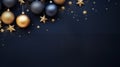 christmas background with gold balloons, stars, ribbons and christmas ribbon Royalty Free Stock Photo