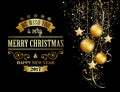 Christmas background with gold baubles Royalty Free Stock Photo