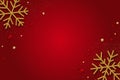 Christmas background with gold 3D snowflakes on red background