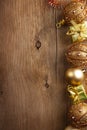 Christmas background with golden decoration