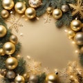 christmas background with golden decorations and baubles. christmas cardchristmas background with golden decorations and baubles. Royalty Free Stock Photo