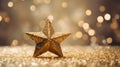 Christmas background with golden glittering star on bokeh lights background Generative AI Royalty Free Stock Photo