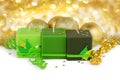 Christmas background - green candles and boubles