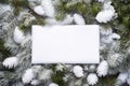 AI generated. Christmas background with green fir branches on snowy background with empty blank for text