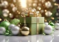 Christmas background with green and gold theme. Christmas holiday concept. Royalty Free Stock Photo