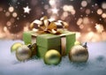 Christmas background with green and gold theme. Christmas holiday concept. Royalty Free Stock Photo