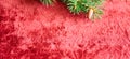 Christmas background, green pine branches on a red velvet festive background. Royalty Free Stock Photo