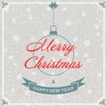 Christmas background. Christmas greeting card template with wishes Merry Christmas and Happy New Year. Vector. Royalty Free Stock Photo