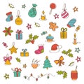 Christmas background with hand drawn icons