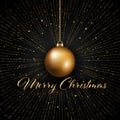 christmas background with hanging bauble and gold stars design Royalty Free Stock Photo