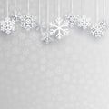 Christmas background with hanging snowflakes