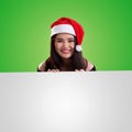 Christmas background of happy girl above white space Royalty Free Stock Photo