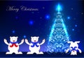 Christmas background with happy polar bears