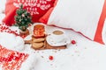 Christmas background. Holiday still life, coffee cup Royalty Free Stock Photo