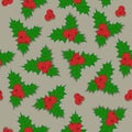 Christmas background holly berry with green leaves