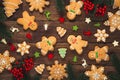 Christmas background with homemade gingerbread cookies Royalty Free Stock Photo