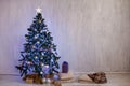 Christmas background Interior new year tree gifts winter postcard Royalty Free Stock Photo