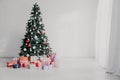 Christmas background Interior new year tree gifts winter postcard Royalty Free Stock Photo