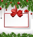 Christmas background with invitation card. Royalty Free Stock Photo