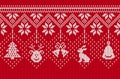 Christmas background. Knit red seamless pattern. Vector illustration Royalty Free Stock Photo