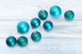 Christmas background with light blue baubles