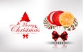 Christmas background with lollipop and orange slice Royalty Free Stock Photo