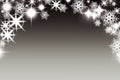 Christmas background with luminous garland with stars snowflakes and place for text. Sparkly holiday background with copy space