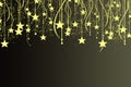 Christmas background with luminous garland with stars snowflakes and place for text