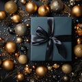 A christmas background made of gold with black as the primary color Royalty Free Stock Photo