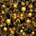 A christmas background made of gold with black as the primary color Royalty Free Stock Photo