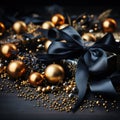 A christmas background made of gold with black as the primary color Royalty Free Stock Photo