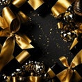 A christmas background made of gold with black as the primary color Royalty Free Stock Photo