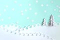 Christmas background made of paper with 3d Christmas trees and s