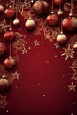 Christmas background with a maroon ornament. generative ai Royalty Free Stock Photo