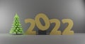 Christmas background with 2022. Merry Christmas and Happy New Year wallpaper 2022-2023.3D work, 3D rendering and 3D illustration. Royalty Free Stock Photo