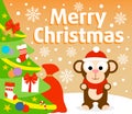 Christmas background with monkey Royalty Free Stock Photo