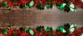 Christmas background with ornament over wooden table. Flat lay for Christmas and happy new year banner Royalty Free Stock Photo