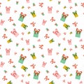 Christmas background with pattern from gift boxes. New years mood. kids style