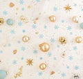Christmas background pattern. Xmas or new year blue gold color decorations on white background Royalty Free Stock Photo