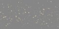 Christmas background. Powder dust light PNG. Magic shining gold dust. Fine, shiny dust bokeh particles fall off slightly