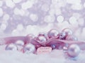 Christmas background with purple christmas globes Royalty Free Stock Photo