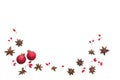 Christmas Background With Anise Stars, Christmas Baubles And Red Berries Royalty Free Stock Photo