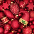 Red and Gold Christmas Tree Bauble Decorations Royalty Free Stock Photo