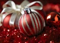 Christmas background with red white and gold theme. Christmas holiday concept. Royalty Free Stock Photo