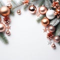 Christmas background rose gold balls AI Genelate Royalty Free Stock Photo