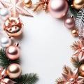 Christmas background rose gold balls AI Genelate Royalty Free Stock Photo