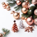 Christmas background rose gold balls AI Genelate Royalty Free Stock Photo